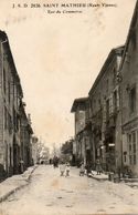 CPA SAINT MATHIEU. Rue Du Commerce, Hotel Des Voyageurs Réjasse. 1917. - Saint Mathieu