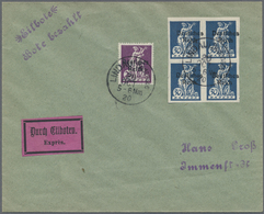 Br Deutsches Reich - Inflation: 1920, 30 Pfg. Bayern-Abschied Im UNGEZÄHNTEN Viererblock In Mischfranka - Lettres & Documents