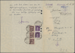 Br Deutsches Reich - Weimar: 1923, 100 Pfg. Rentenpfennig Im Senkrechten 3er-Streifen Und 40 Pfg. Leibn - Unused Stamps