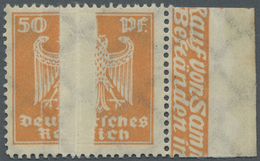 ** Deutsches Reich - Weimar: 1924. Reichsadler 50 Pfg. Orange Mit 6 Mm Breiter PAPIERFALTE In Der Marke - Ungebraucht