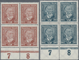 ** Deutsches Reich - Weimar: 1924, 60 Pfg. Und 80 Pfg. V. Stephan, Je Im 4er-Block Mit Unterrand Und Ra - Unused Stamps