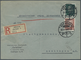 Br Deutsches Reich - Weimar: 1926, Portogerechtes Ortseinschreiben Gegen Rückschein ESSLINGEN 21. XII 2 - Ongebruikt