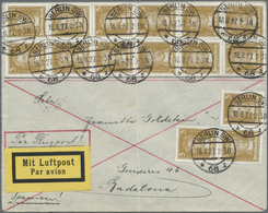 Br Deutsches Reich - Weimar: 1927, 3 Pf Goethe, 15 Stück Als Portogerechte Massen-MeF Auf Luftpostbrief - Unused Stamps