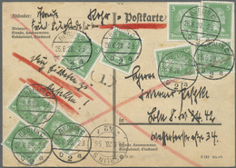 Br Deutsches Reich - Weimar: 1927, 5 Pf Gelbl'grün Schiller, 9 Stück Als Portogerechte MeF Auf Rohrpost - Ungebraucht
