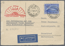 Br Deutsches Reich - Weimar: 1931, 2 RM Polarfahrt Als Einzelfrankatur Auf Zeppelinkarte (min. Patina) - Ongebruikt