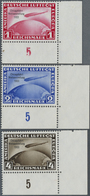 ** Deutsches Reich - 3. Reich: 1933, 1 - 4 M. Eckrandsatz Graf Zeppelin, Ungefaltet, Unsigniert, Ränder - Unused Stamps