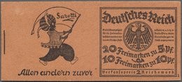 ** Deutsches Reich - Markenheftchen: 1925, 2 Mark Rheinlandmarken Markenheftchen "17" Postfrisch Mit He - Libretti