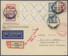 Deutsches Reich - Zusammendrucke: 1930, X + X + X + 20 Pfg. Flugpost, 2 Waagerechte Zusammendrucke I - Zusammendrucke