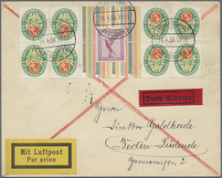 Br Deutsches Reich - Zusammendrucke: 1930: Kehrzusammendruck 5 Pfg. Nothilfe Im Dekorativen Block, Je M - Se-Tenant