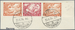 O/Brfst Deutsches Reich - Zusammendrucke: S 114 - W 58 Gestempelt/Briefstück, "Wagner" Als Kpl. Tadellose Zu - Zusammendrucke