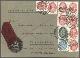 Br Deutsches Reich - Dienstmarken: 1927, 10 Pfg. (8), 8 Pfg. Und 4 Pfg. Strohhutmuster Als Portogerecht - Dienstmarken