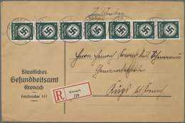 Br Deutsches Reich - Dienstmarken: 1934, 6 Pf Schwarzgrün, 7 Stück Als Portogerechte MeF Auf Einschreib - Dienstzegels