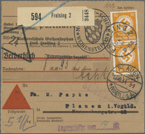 Br Deutsches Reich - Dienstmarken: 1934, 50 Pf Dkl'gelborange, 2 Stück Als MeF Auf Paketkarte Von Dresd - Dienstmarken