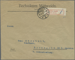 Br Deutsches Reich - Lokalausgaben 1918/23: LEIPZIG (OPD BEZIRK): 1923, Gebührenzettel Auf Brief Aus MI - Storia Postale