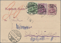 GA Deutsches Reich - Ganzsachen: 1891/1929, ROHRPOST-BERLIN: 3 RP-Ganzsachenkarten Incl. Einer Privatga - Autres & Non Classés