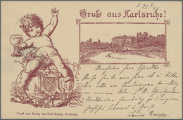 GA Deutsches Reich - Privatganzsachen: 1887, 5 Pf Violett GSK Mit Lila Privatzudruck "Gruss Aus Karlsru - Autres & Non Classés