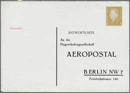 GA Deutsches Reich - Privatganzsachen: 1928. Privat-Antwortkarte 3 Pf Ebert "Flugverkehrsgesellschaft A - Sonstige & Ohne Zuordnung