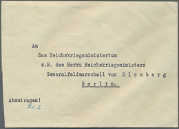 Br Deutsches Reich - Besonderheiten: 1936/38, Dienstbrief  An Reichskriegsministerium Z. Hd. Reichskrie - Autres & Non Classés