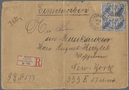 Br Deutsche Post In China: 1901, 20 Pfg. Steiler Aufdruck, Zwei Senkrechte Paare Auf R-Brief De 3.Gewic - Deutsche Post In China