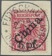 Brfst Deutsche Post In China: 1900, Futschau-Provisorium, 5 Pf Auf 10 Pfg. Diagonaler Aufdruck, Farbfrisch - Deutsche Post In China