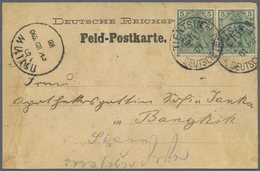 Deutsche Post In China: 1901, Germania 5 Pf Mit Handstempelaufdruck, Gebraucht Mit Einkreisstempel " - China (offices)