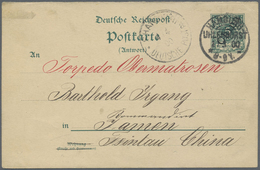 GA Deutsche Post In China - Ganzsachen: 1900, 5 Pf. Antwortteil Ab „HAMBURG-UHLENHORST 2 3 00“ An „Torp - Deutsche Post In China