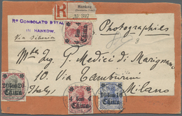 Br/Brfst Deutsche Post In China - Besonderheiten: 1909 (26.6.), 2x 4 C., 10 C. Und 20 . (Frankatur Leichte Be - Deutsche Post In China