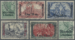 O Deutsche Post In Marokko: 1903-1905, Freimarken Germania 5 Werte In Der Gesuchten Aufdruck-Variante - Marocco (uffici)