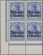 ** Deutsche Post In Marokko: 1906, Postfrischer Eckrand-Viererblock Vom Unterrand, Mi. 240,- + Euro. - Marocco (uffici)