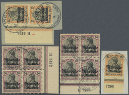 Brfst Deutsche Post In Marokko: 1912, 30 C Auf 25 Pf Und 60 C Auf 50 Pf, Je Zwei Briefstücke Mit HAN, "ech - Maroc (bureaux)