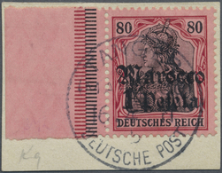Brfst Deutsche Post In Marokko: 1911, 1 P Auf 80 Pf. Germania, Tadellose Marke Vom Linken Bogenrand Auf Br - Marokko (kantoren)
