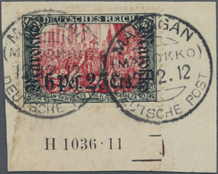 Brfst Deutsche Post In Marokko: 1911, 6 P 25 C Auf 5 M Deutsches Reich, Tadellose Marke Vom Bogenunterrand - Marokko (kantoren)