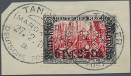 Brfst Deutsche Post In Marokko: 1912, 6 P. 25 C. Auf 5 M. Marokko-Aufdruck, Rein Schwarze Rahmenfarbe, Dun - Deutsche Post In Marokko