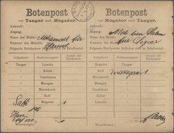 Br Deutsche Post In Marokko - Besonderheiten: 1909 Botenpost-Zettel "Tanger-Mogador", Beide Seiten Am 5 - Maroc (bureaux)