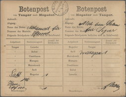 Br Deutsche Post In Marokko - Besonderheiten: 1909 Botenpost-Zettel "Tanger-Mogador", Beide Seiten Am 5 - Deutsche Post In Marokko