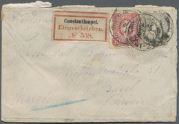 Br Deutsche Post In Der Türkei - Vorläufer: 1877, 10 Pfge Und 50 Pfge Auf Kleinem R-Brief (links Riss) - Turkse Rijk (kantoren)