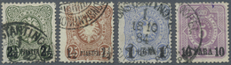 O Deutsche Post In Der Türkei: 1884/89. Lot Von 4 Gestempelten Werten Mit 2½PIA, 1¼PIA, 1PIA Und 10PA. - Turchia (uffici)