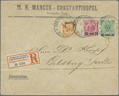 Br Deutsche Post In Der Türkei: 1889, 10 PA, 20 PA Und 1 1/4 PIA Aufdruckwerte A. Krone/Adler Mischfran - Deutsche Post In Der Türkei