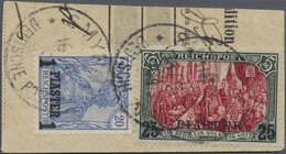 Brfst Deutsche Post In Der Türkei: 1902, 25 P Auf 5 M Reichspost Grünschwarz/bräunlichkarmin Mit Nachmalun - Turkse Rijk (kantoren)