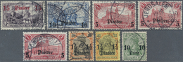 O Deutsche Post In Der Türkei: 1905. Lot Von 8 Sauber Gestempelten Marken Mit Fraktur-Aufdrucken. Mi.- - Turkse Rijk (kantoren)