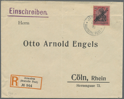 Br Deutsche Post In Der Türkei: 1913, 100 Centimes Auf 80 Pfg. Germania Als EF Auf Einschreiben Ab JERU - Turchia (uffici)