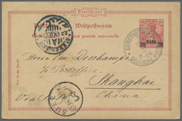 GA Deutsche Post In Der Türkei - Ganzsachen: 1902. Ganzsachenkarte 20 Para Uf 10 Pf. Germania Rot Von « - Turchia (uffici)