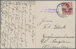 Br Deutsche Post In Der Türkei - Stempel: 1912, Violetter Nebenstempel "Aus Sarona / Bei Jaffa (Deutsch - Turquie (bureaux)