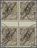 O Deutsch-Neuguinea: 1897, 3 Pfg. Dunkelockerbraun Im Senkrechten Zwischenstegpaar Gestempelt Mit Befu - Deutsch-Neuguinea