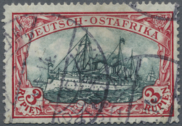 O Deutsch-Ostafrika: 1908. 3 Rupien Schiffstype, Friedensdruck, Gestempelt, Einige Kurze Zähne. (Miche - Duits-Oost-Afrika