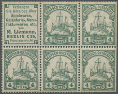 * Deutsch-Ostafrika - Zusammendrucke: 1912, Reklame M. Liemann + 4 H. Kaiseryacht Im Heftchenblatt Mit - Africa Orientale Tedesca