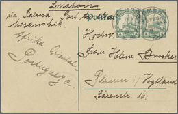 GA Deutsch-Ostafrika - Besonderheiten: 1915 (31.7.), 4 Heller GA-Karte Und Bildgleiche Zusatzfrankatur - Deutsch-Ostafrika