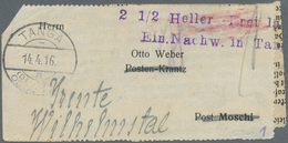 Br Deutsch-Ostafrika - Besonderheiten: 1916, "2 1/2 Heller Frei Laut Ein.Nachw. In Tanga" Violetter 2-Z - Africa Orientale Tedesca