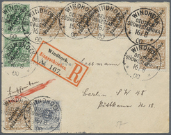 Br Deutsch-Südwestafrika: 1900, Kleiner R-Brief Mit Aufdruck-Ausgabe 3 Pf Sechsmal , Zweimal 5 Pf Und A - Africa Tedesca Del Sud-Ovest
