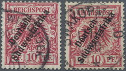 O Deutsch-Südwestafrika: 1898/99. 10 Pf Krone/Adler "Deutsch- / Südwestafrika", 1x B-Farbe Und 1x C-Fa - Sud-Ouest Africain Allemand